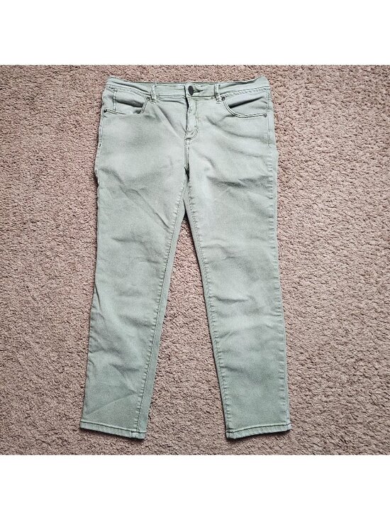 Free People Denim - Free People Jeans Womens 30 31x25 Olive Green Slim Straight Ankle Denim Stretch
